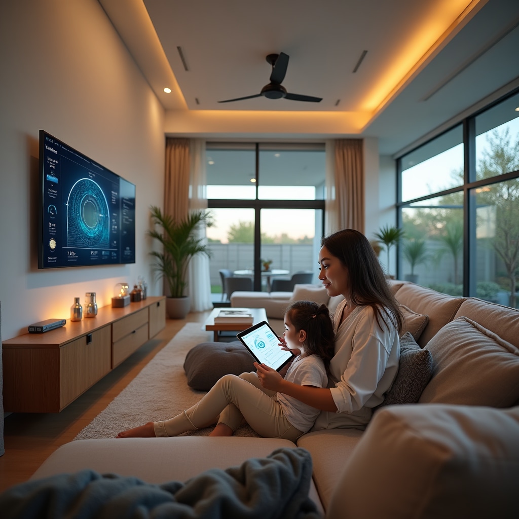 Modern residential home with smart energy monitoring system installed